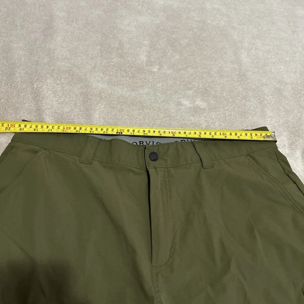 Orvis Stretch Cargo Shorts Mens 38 Olive Army Green Wicking Performance Hiking